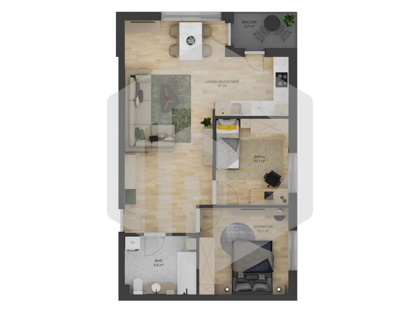 Apartament 3 Camere | INTABULAT | Doamna stanca | Etaj intermediar - Poză 5