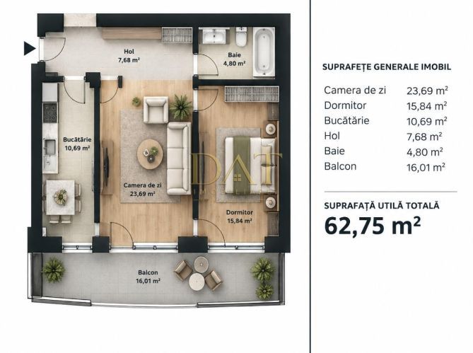 Apartament 2 camere | terasa | semifinisat | Soporului - Poză 1