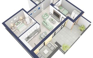 Apartament 3 camere | Balcon 22.2 mp | Etaj 3 | Turnisor - Poză 4