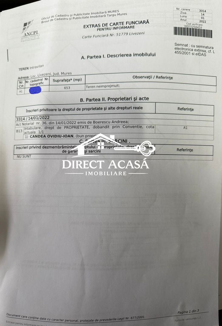 Teren intravilan 653 mp, Livezeni, utilitati, drum acces - Poză 5