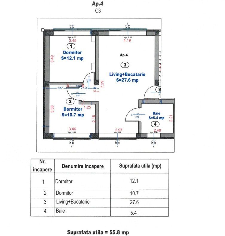 Apartament 3 camere finisat LA CHEIE - Turnisor Sibiu - Schiță 6