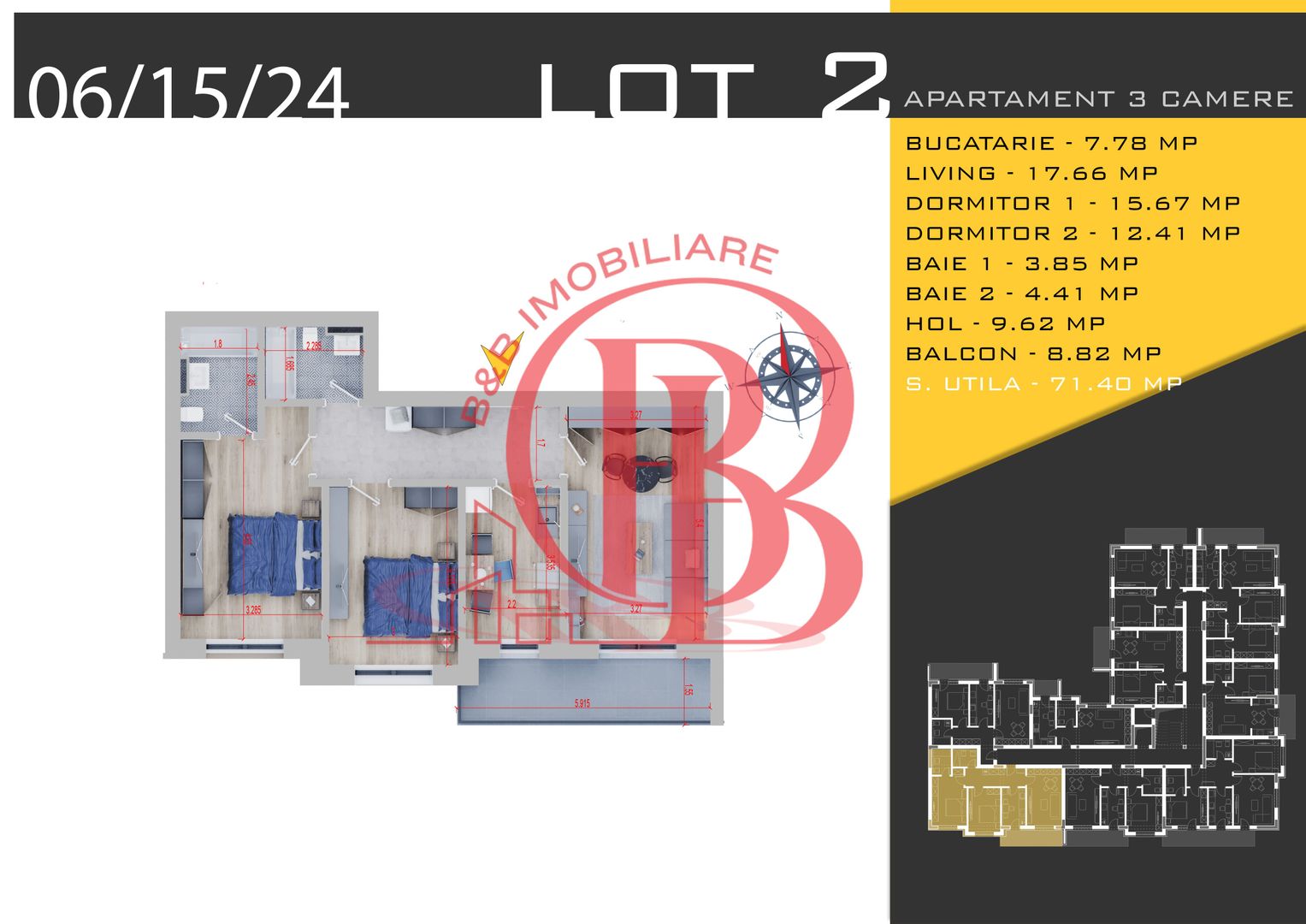 3 camere Parcare Bonus Titan Pallady Pret Promo de Lansare - Schiță 10