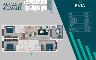 Apartament Premium 4 camere Th. Pallady Metrou Teclu - Schiță 2