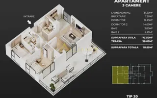 APARTAMENTE 2 CAMERE DE VÂNZARE ÎN EXCLUSIVITATE - ȘOSEAUA LEORDENI - Poză 11