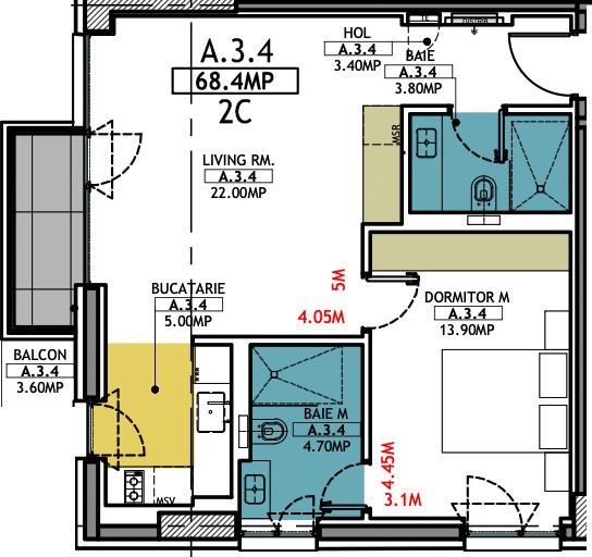 Stațiunea Mamaia - Vânzare apartament cu 2 camere, 2 bai si terasa. - Poză 22