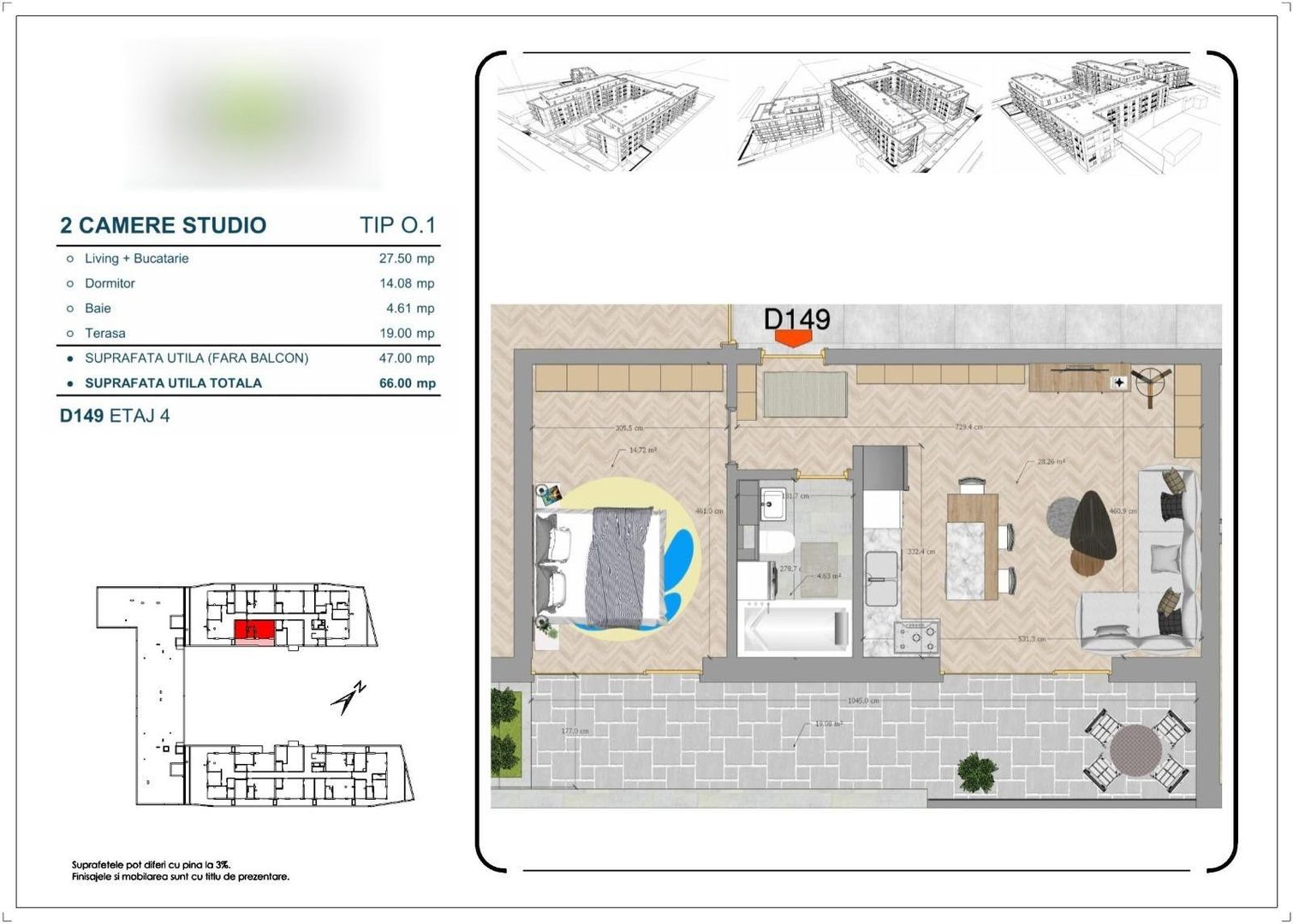 APARTAMENT 2 CAMERE | LOC DE PARCARE | TERASA 17MP - Schiță 6