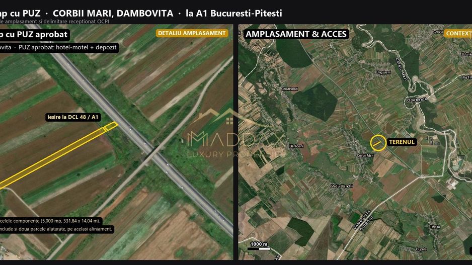 Teren 14.915 mp // PUZ aprobat hotel-motel + depozit // A1 București–Pitești - Poză 1