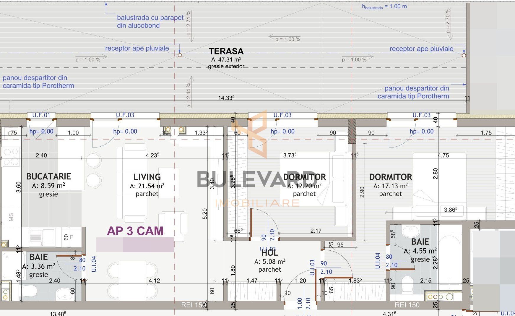 Penthouse cu terasa de 47 mp, zona strazii Eroilor! - Poză 3