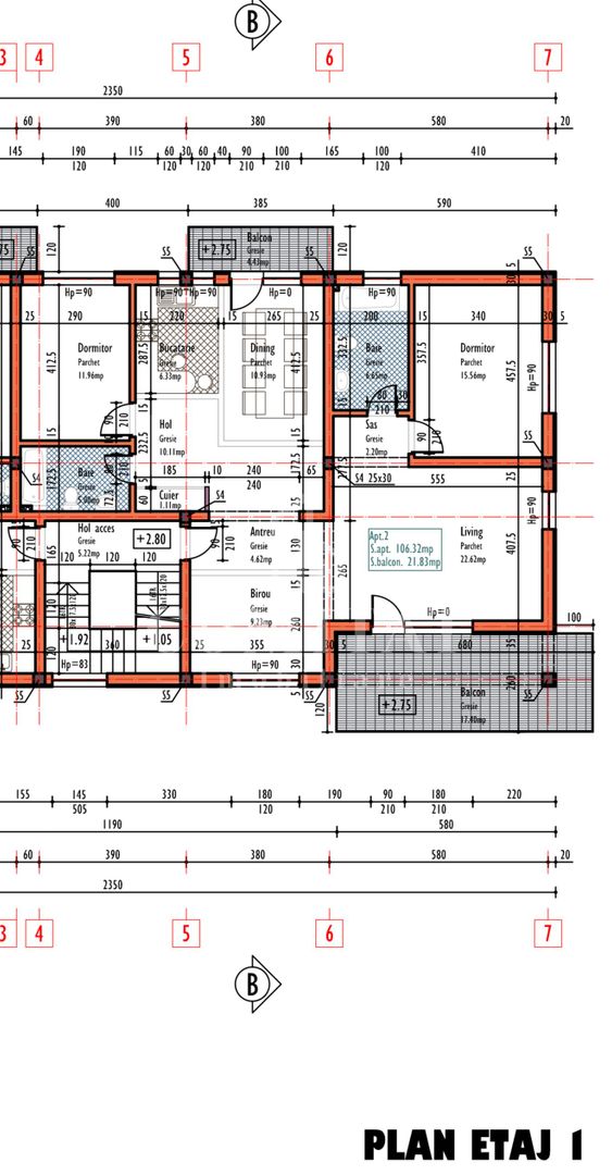 Apartament elegant | 4 camere | 106 mp utili | garaj | Cartier Europa - Schiță 20