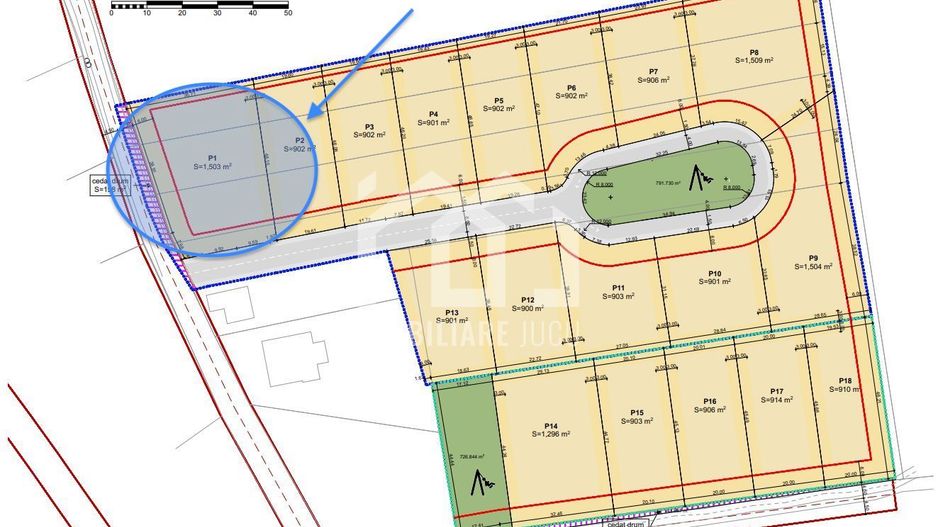 Teren INT construcție duplex / case cuplate 1503 mp - Jucu de Sus - Schiță 2