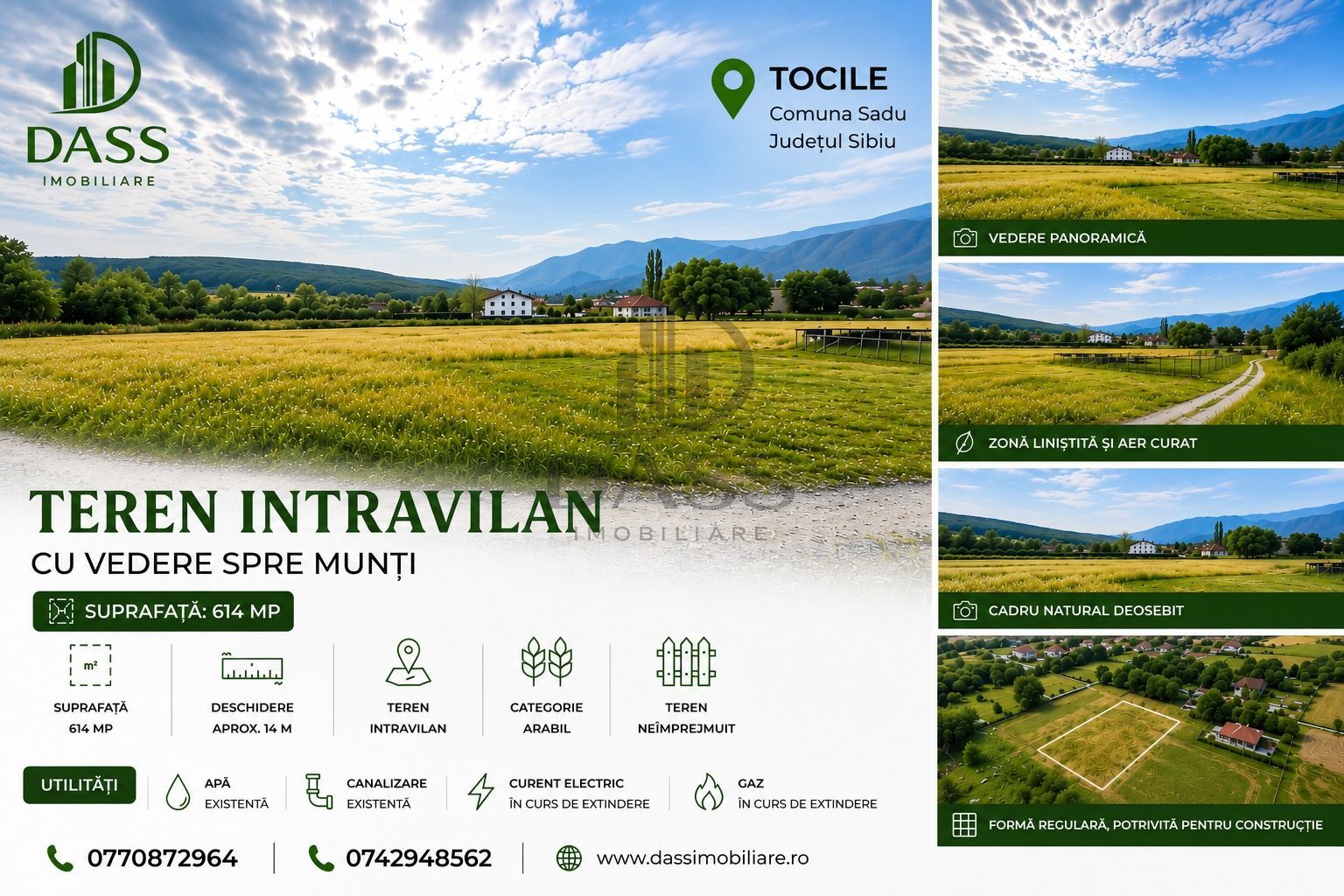 Teren intravilan 614 mp în Tocile – Sadu, zonă liniștită - Poză 1