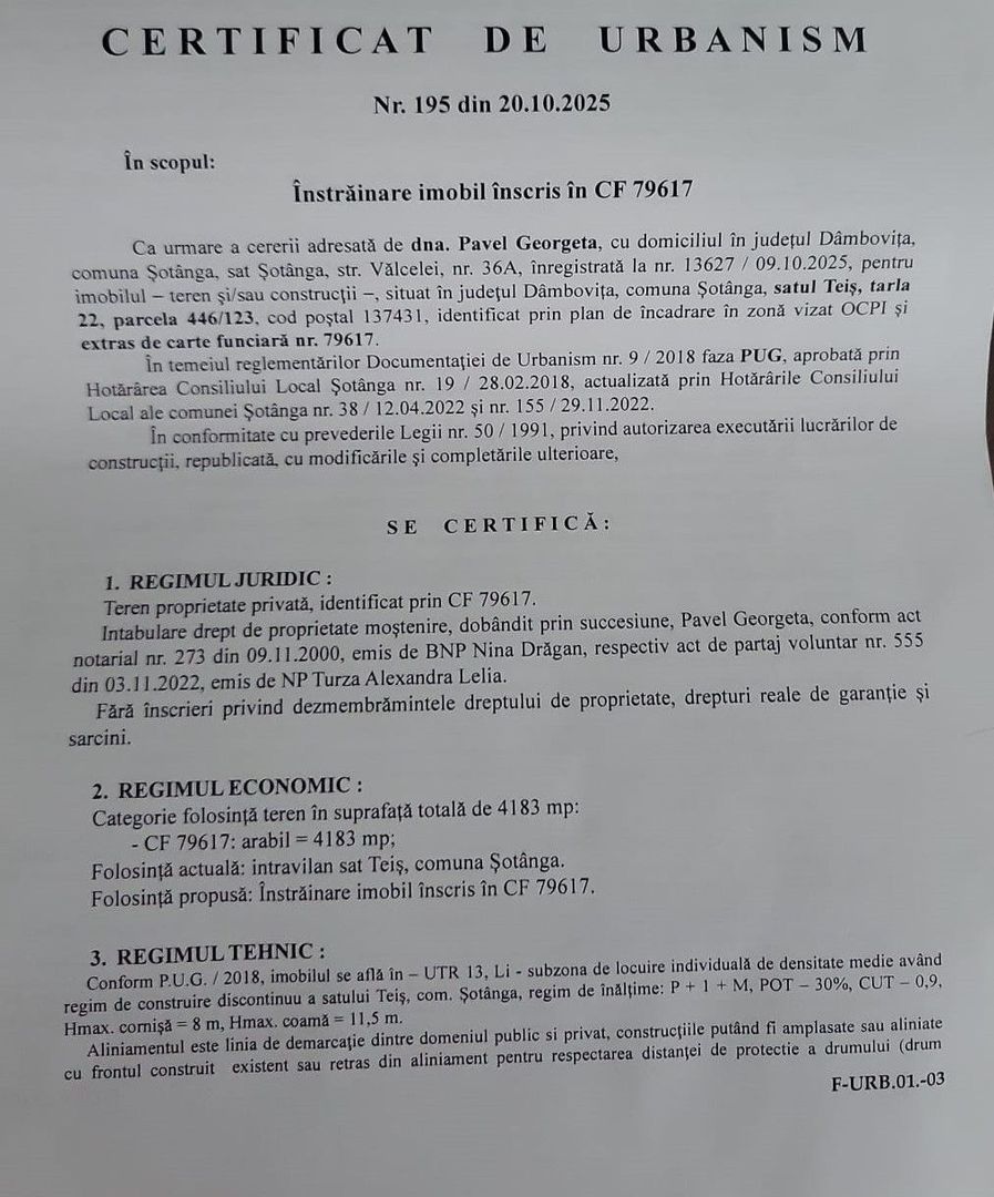 Teren de vânzare in comuna Șotânga, sat Teiș – 4183 mp - Poză 3