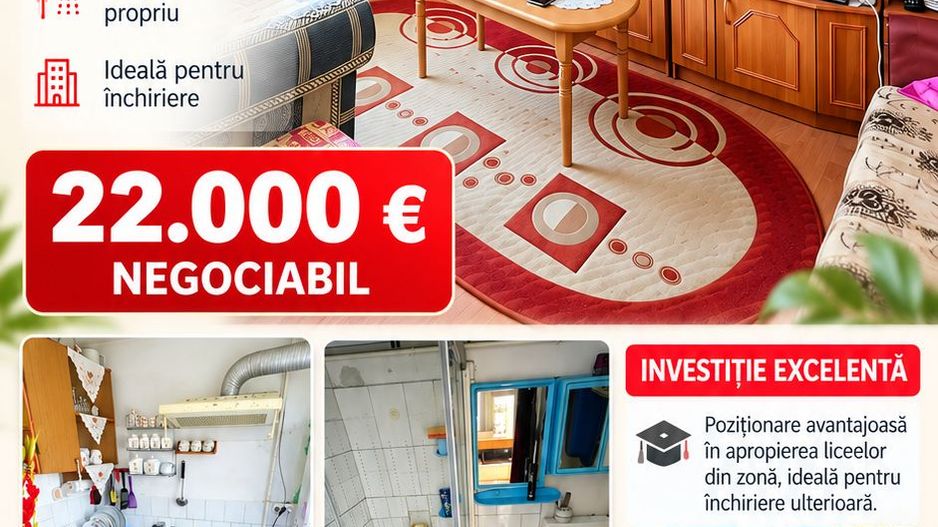 Garsonieră 21 mp, etaj 4, VASLUI zona KOGALNICEANU - ALECSANDRI; - Poză 1