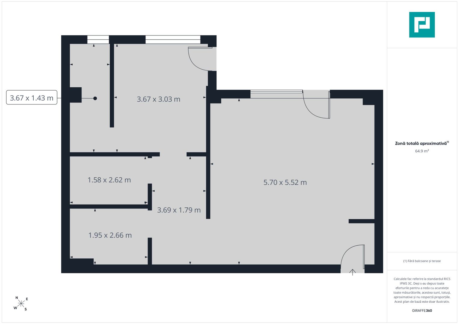 Apartament 2 camere, Iosia,  64.24mp - Poză 7