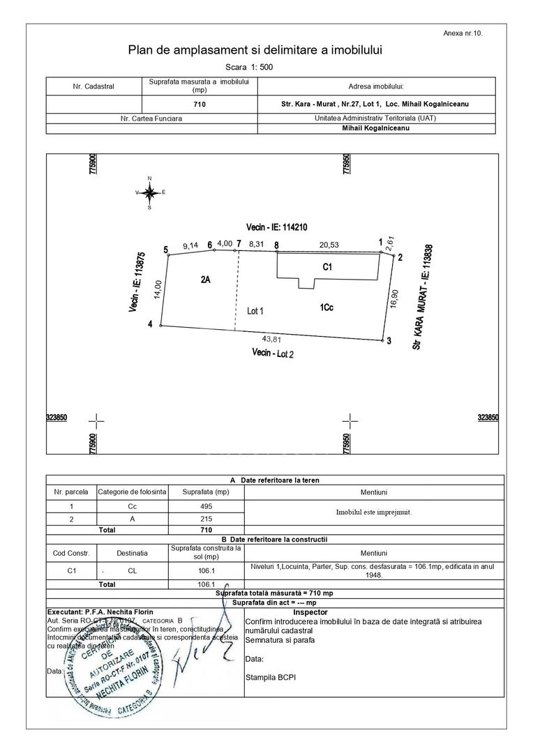 Teren 710mp Mihail Kogălniceanu | Toate Utilitățile | Deschidere 17ml - Schiță 6