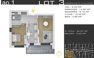 2 camere decomandat -parcare inclusa -Pallady - Schiță 13