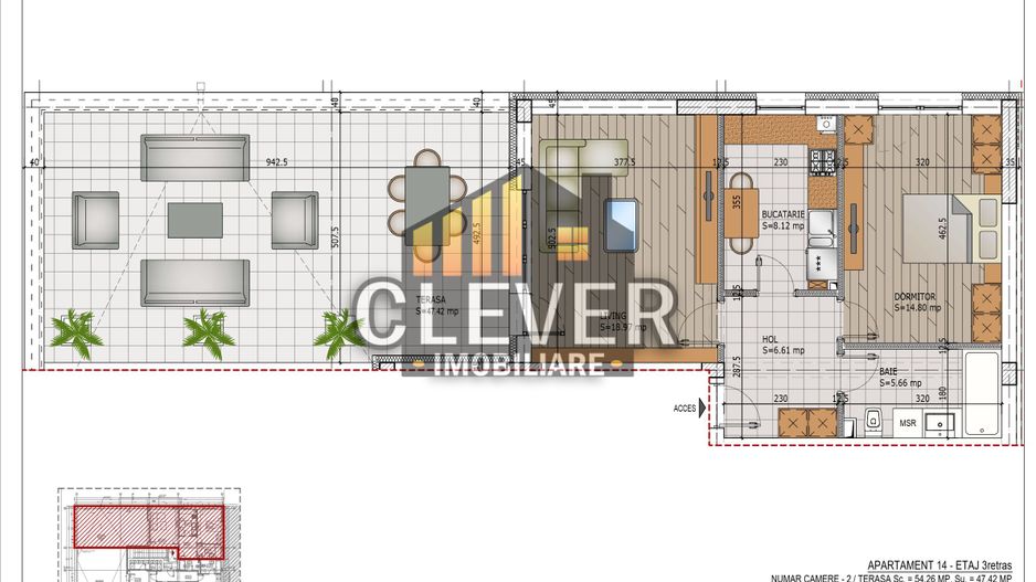 2 Camere Finalizat 54.16 mp si 47.42 mp terasa| Pallady | Comision 0% - Poză 2