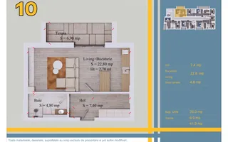 Garsonieră 42mp-Comision 0%, Pallady | 12 min metrou Teclu - Schiță 12