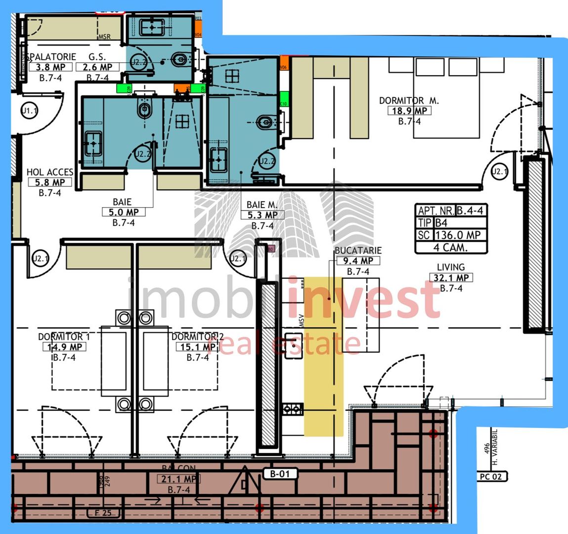 Apartament cu 4 camere de vanzare in Herastrau - Schiță 9