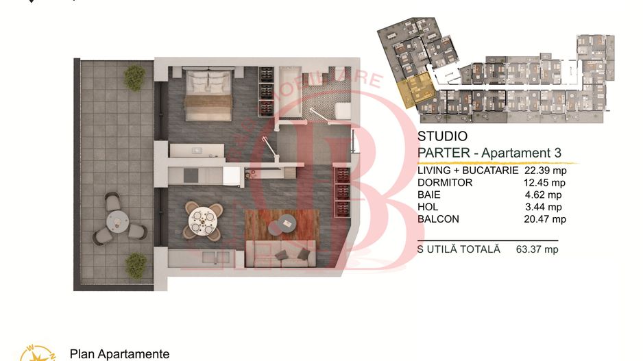 Apartament 2 camere Titan-Pallady Parcare Gratuita - Schiță 2