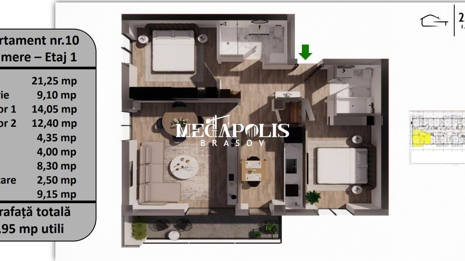 Apartament 3 Camere | 76 MP Utili | Tractorul | Bloc Nou - Poză 3