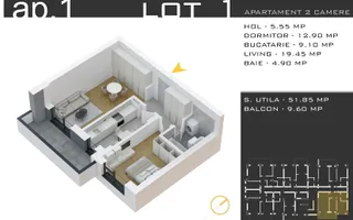 Apartament 2 camere promo parcare, comision 0, zona Pallady - Schiță 11