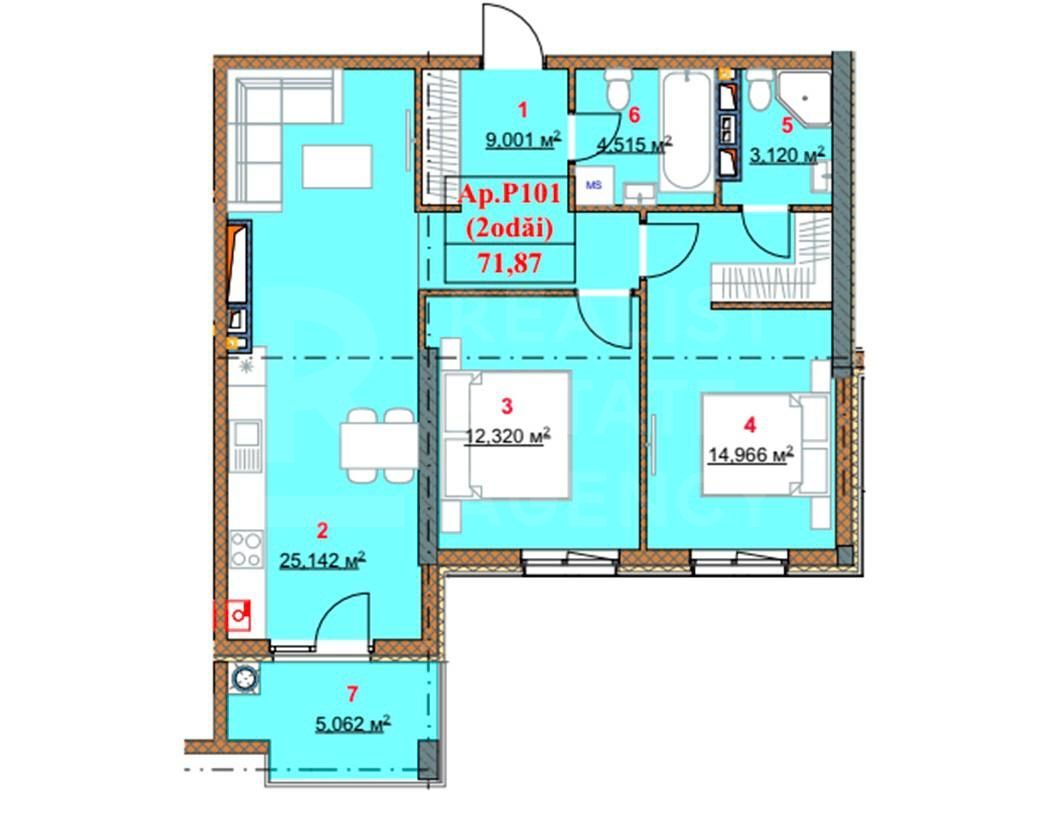 Vânzare, apartament, 2 camere, str. Nicolae Dimo sectorul Durlești - Poză 3