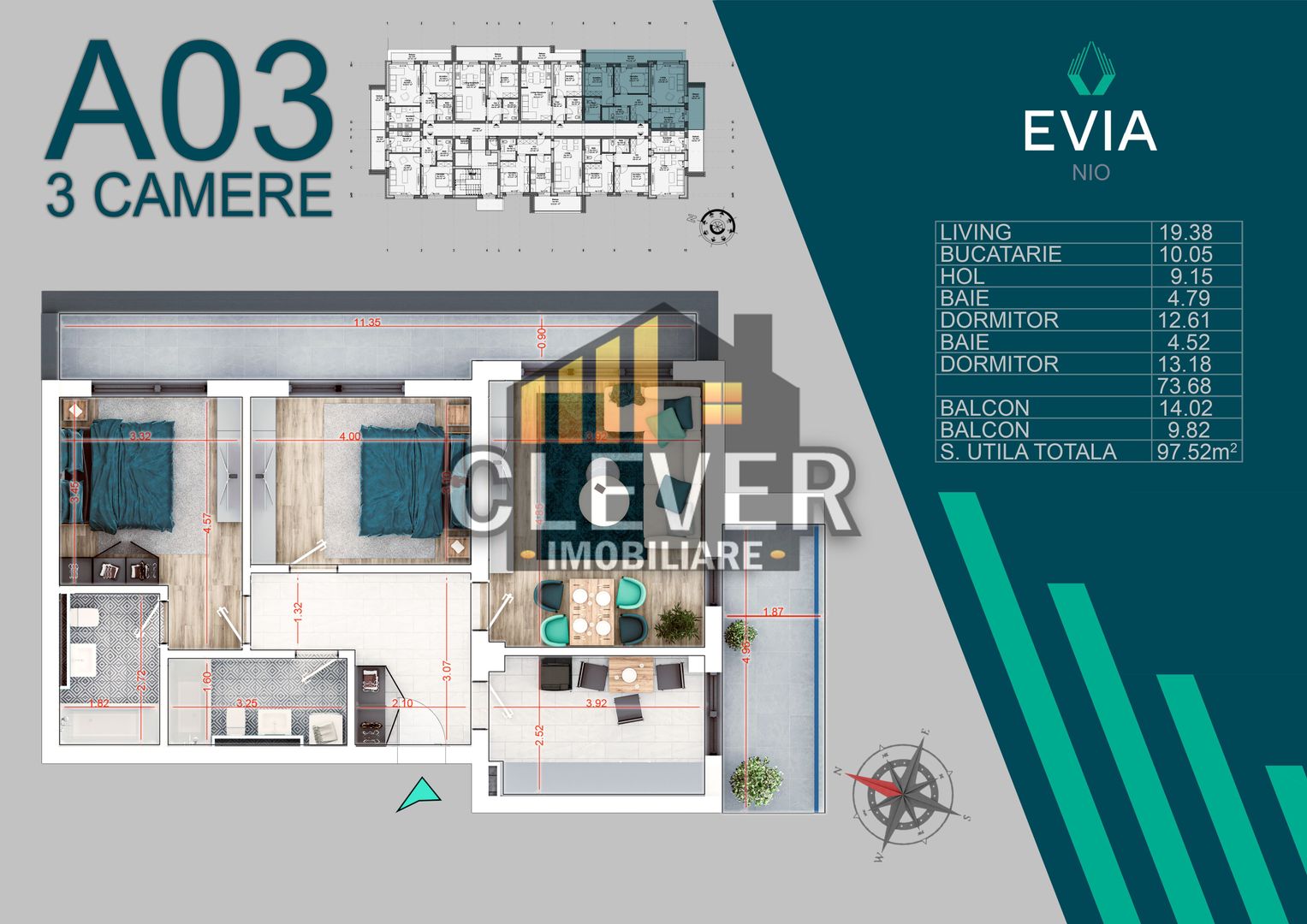 Apartament 3 Camere Decomandat Comision 0 Pallady, metrou Teclu - Schiță 12