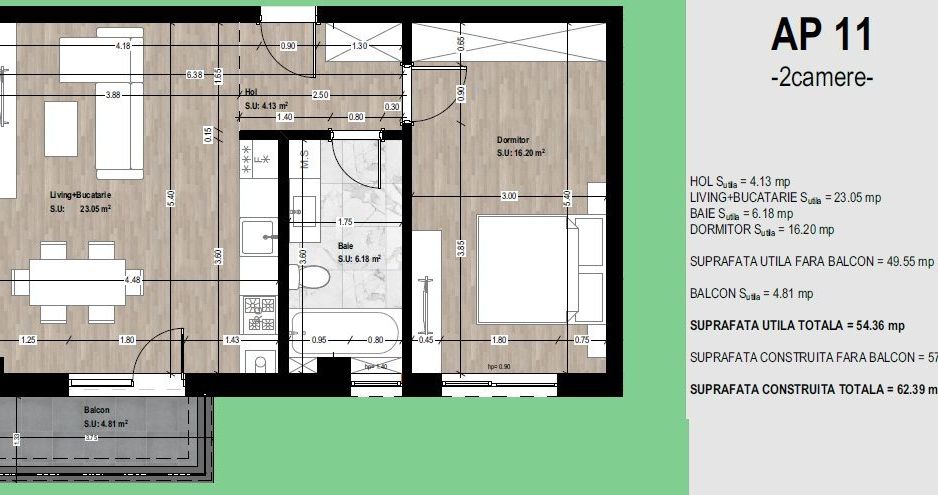 Apartament 2 camere Otopeni central 50 mp | comision 0 - Schiță 13
