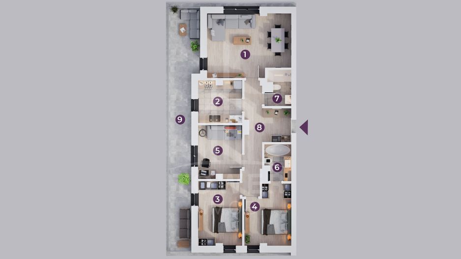 Apartament cu 4 camere, Rate la Dezvoltator pe 7 ani - Poză 3