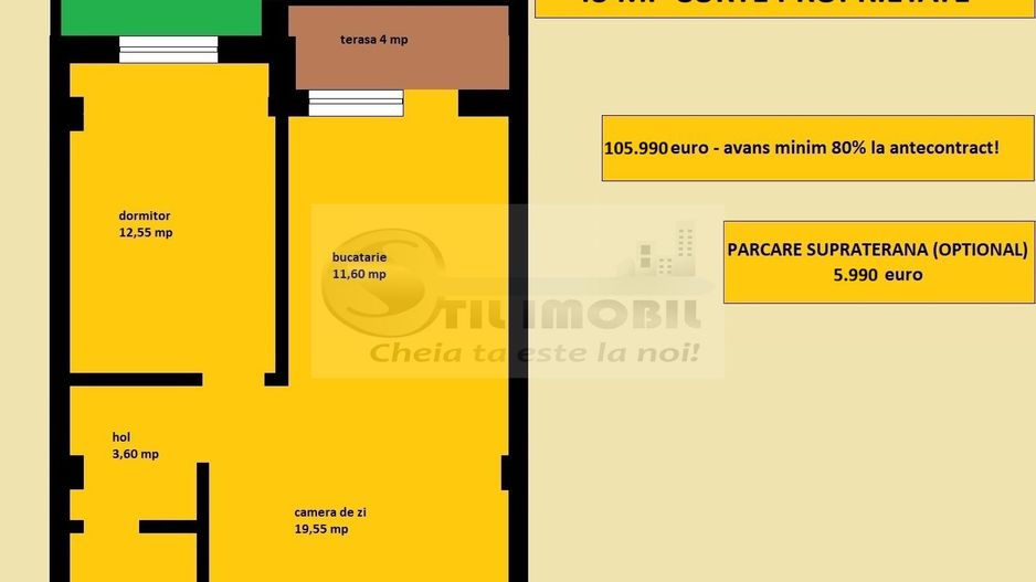Apartament 2 camere nou, vanzare in Iasi Valea Lupului, curte proprie - Poză 2