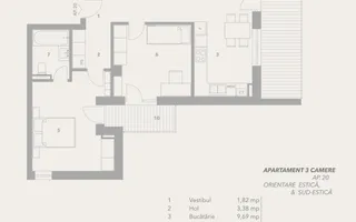 Apartament 3 camere – Etaj intermediar – Bloc cu lift si boxa inclusa – Sibiu - Schiță 12