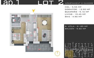 Apartament 2 camere decomandat 61 mp, comision 0, Pallady - Schiță 12