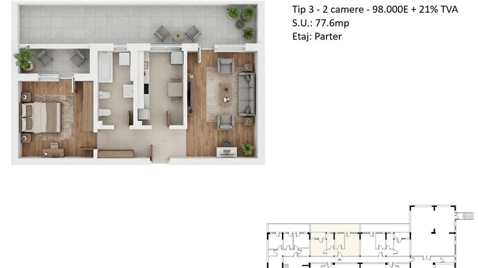 Apartamente 2 camere PLATINUM RESIDENCE Faza 3 - 2026 - Grand Arena - Schiță 30