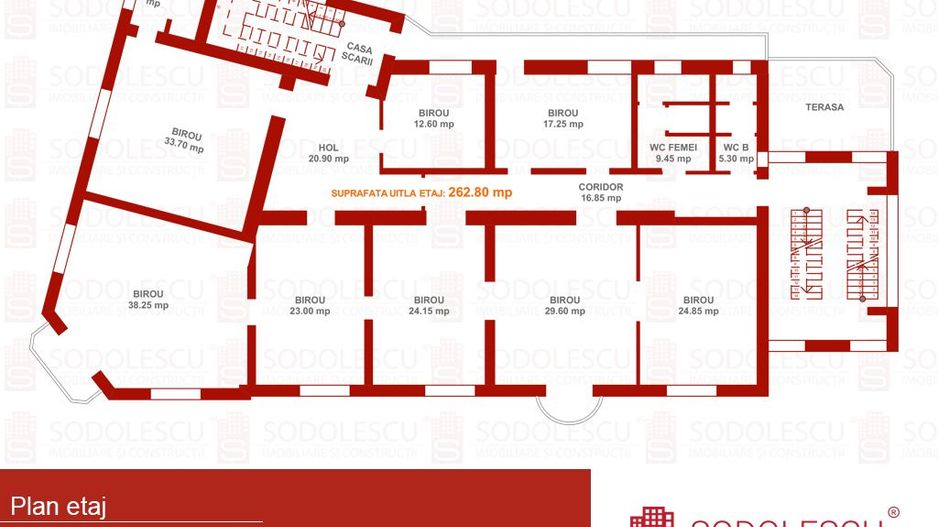 Spațiu birouri 263mp - Ultracentral - 3000 euro/luna+TVA - Poză 1