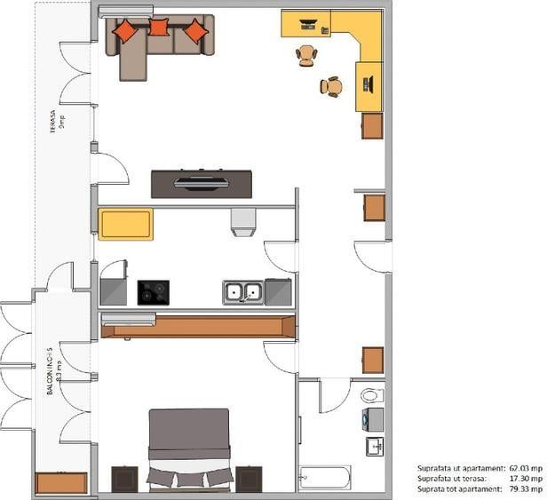 Închiriere Apartament cu 3 camere, 80 mp, 2 parcari, Smart Home, terasa - Poză 9