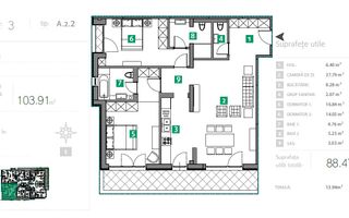 Vânzare, apartament, 3 camere, zona Sisești, București - Schiță 10