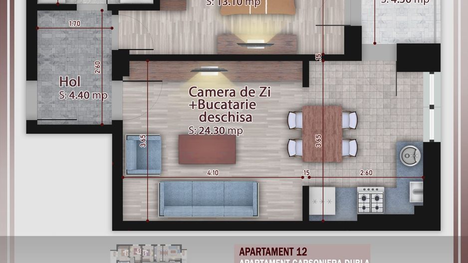 AP. 2CAM CU LIVING OPEN-SPACE IN BLOC PREMIUM P+3 / PALLADY! - Poză 1