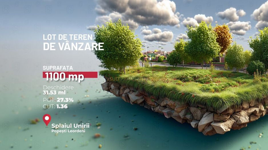 Teren intravilan 1100 mp | Deschidere 31,53 ml | Zona mixta P+4 - Poză 1