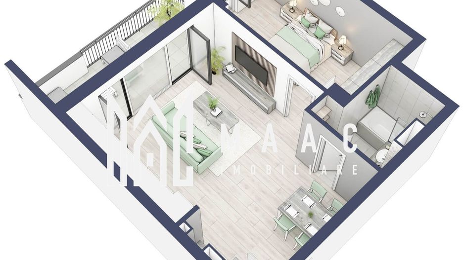 Apartament 2 camere | Etaj 3 | Balcon 10.7 mp | Turnisor - Poză 4