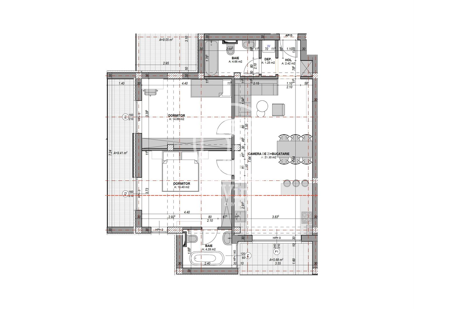Apartament 3 camere - aer conditionat, 2 bai, la cheie (NCL-COL-ap.15) - Poză 5