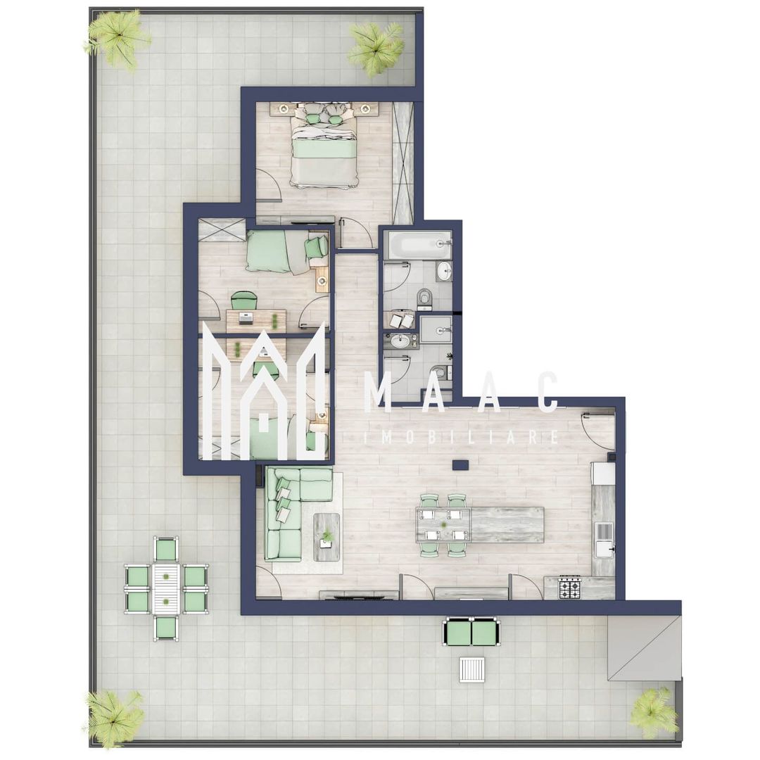 Penthouse 3 camere | Etaj 4 | Terasa 108 mp | Turnisor - Poză 1