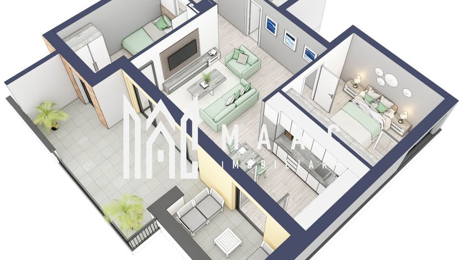 Apartament 3 camere | Balcon 22.2 mp | Etaj 3 | Turnisor - Poză 3