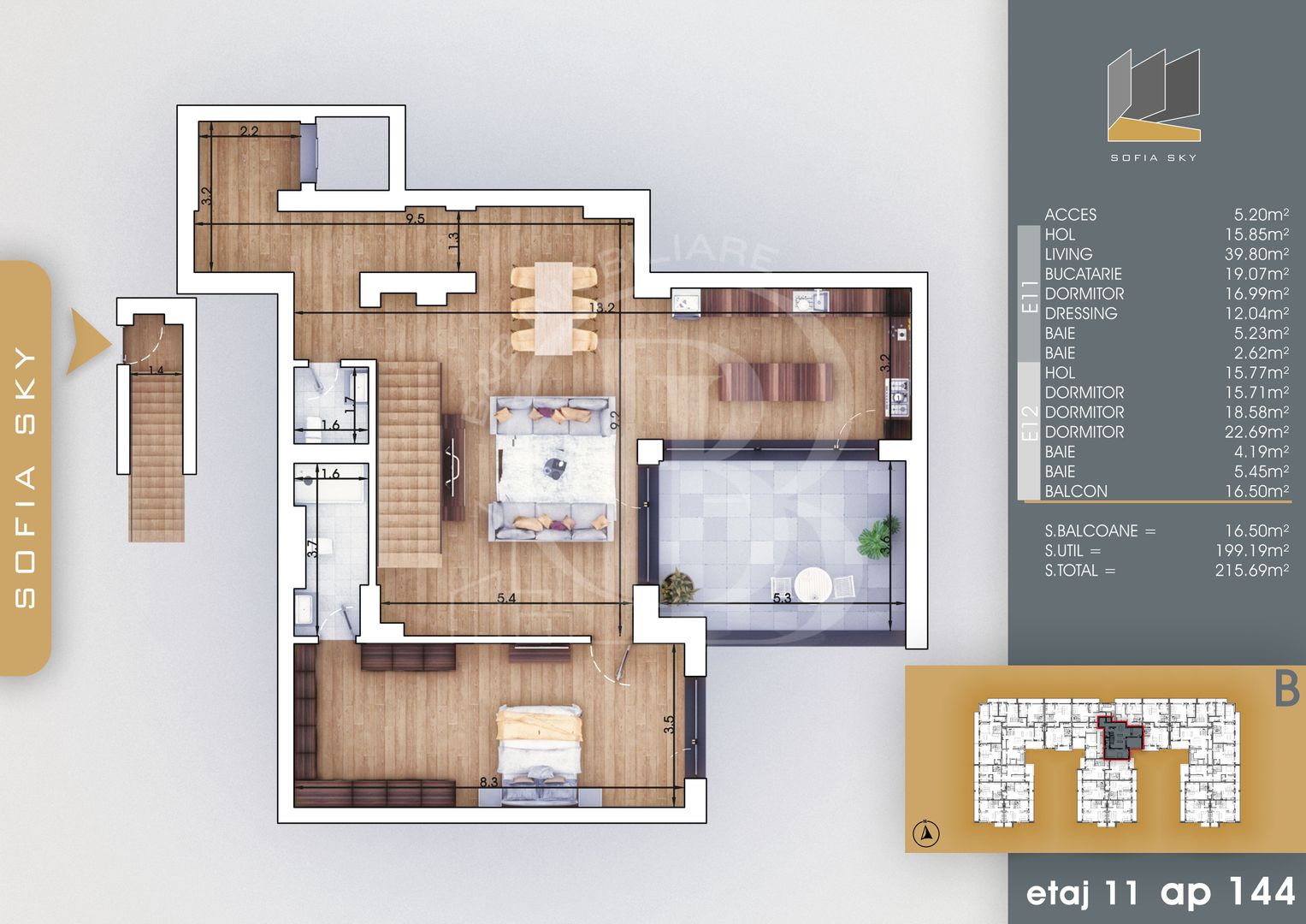Th. Pallady 5 camere Duplex | Living 40mp | Dormitor 19mp - Schiță 1