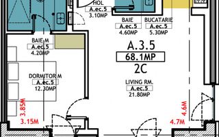 Stațiunea Mamaia - Vânzare apartament cu 2 camere, 2 bai si terasa. - Poză 18