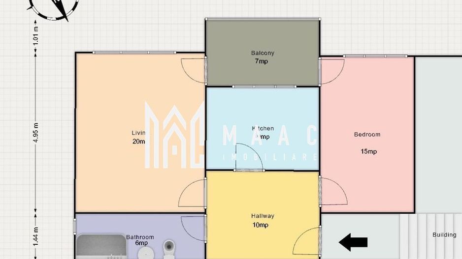 Apartament 2 camere decomandat | Ștrand, Sibiu | balcon, parcare - Poză 7