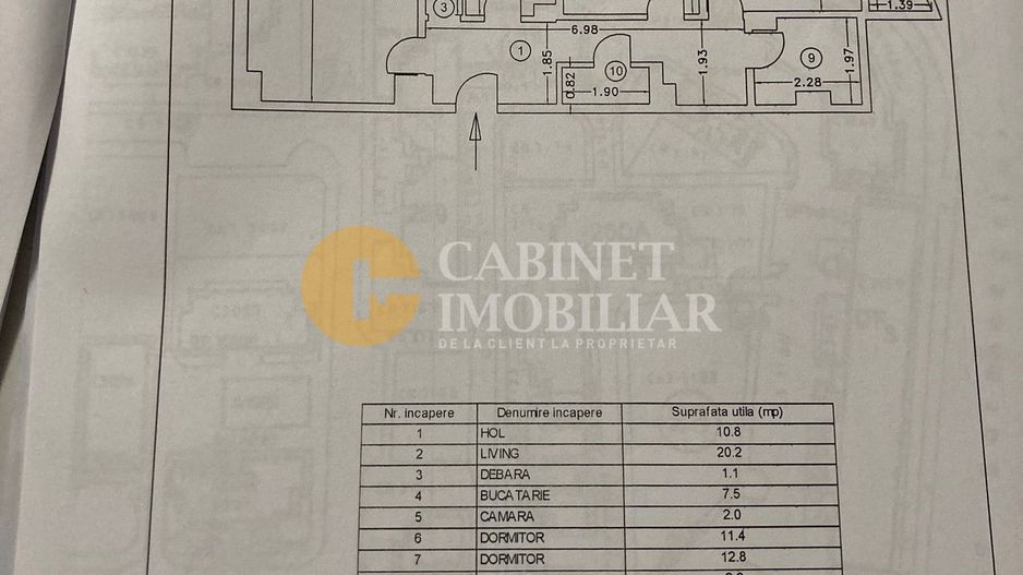 Zimbru 3 camere 81,5 mp - etaj intermediar - mobilat complet - bloc 1990 - Poză 11