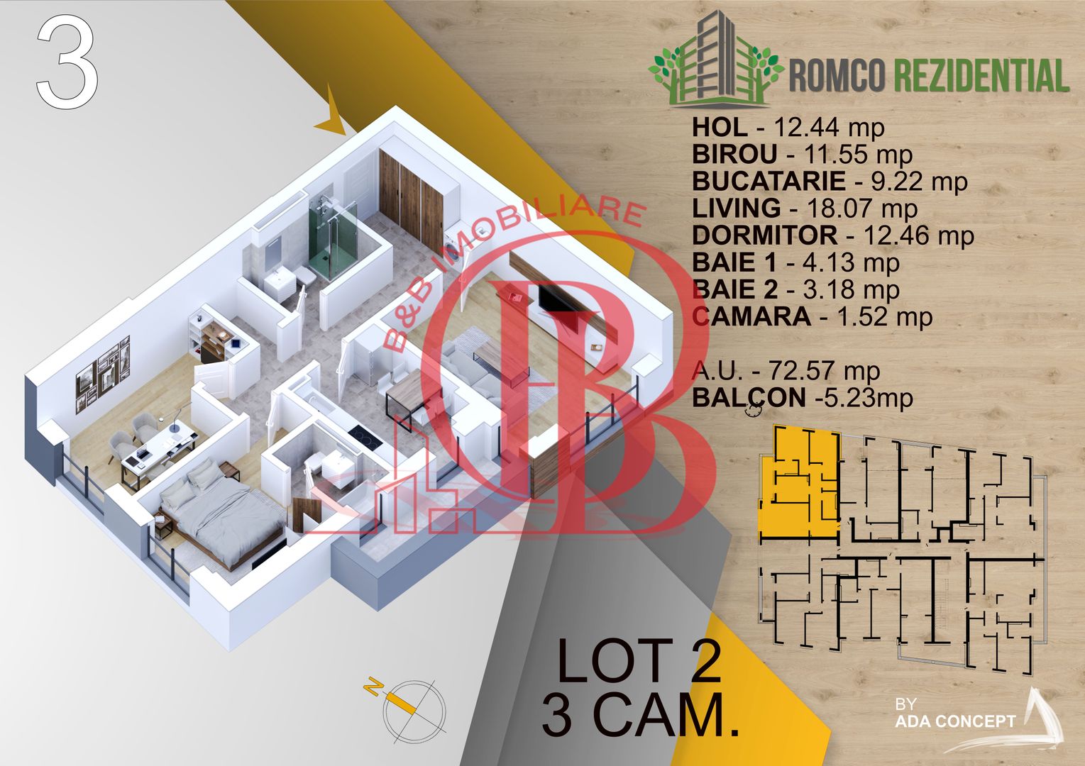 3 camere Titan Pallady panouri solare Temosistem Vata Bazaltica - Schiță 9