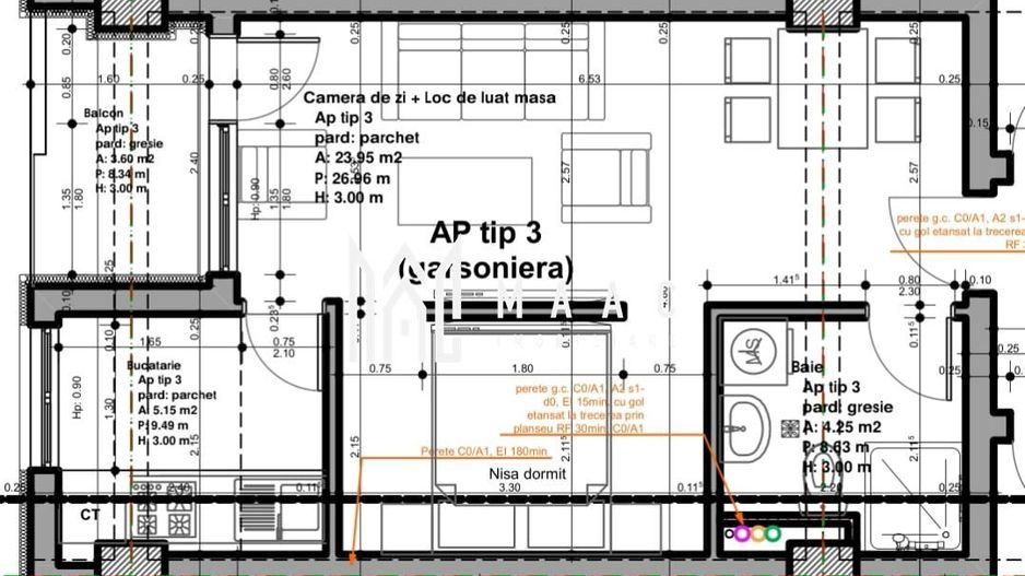 Apartament | 1 cameră |  50,95 MPU  | Balcon |  Veterani - Schiță 6