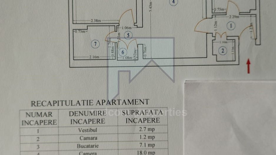 Vanzare apartament de 2 camere Pajura - Schiță 12